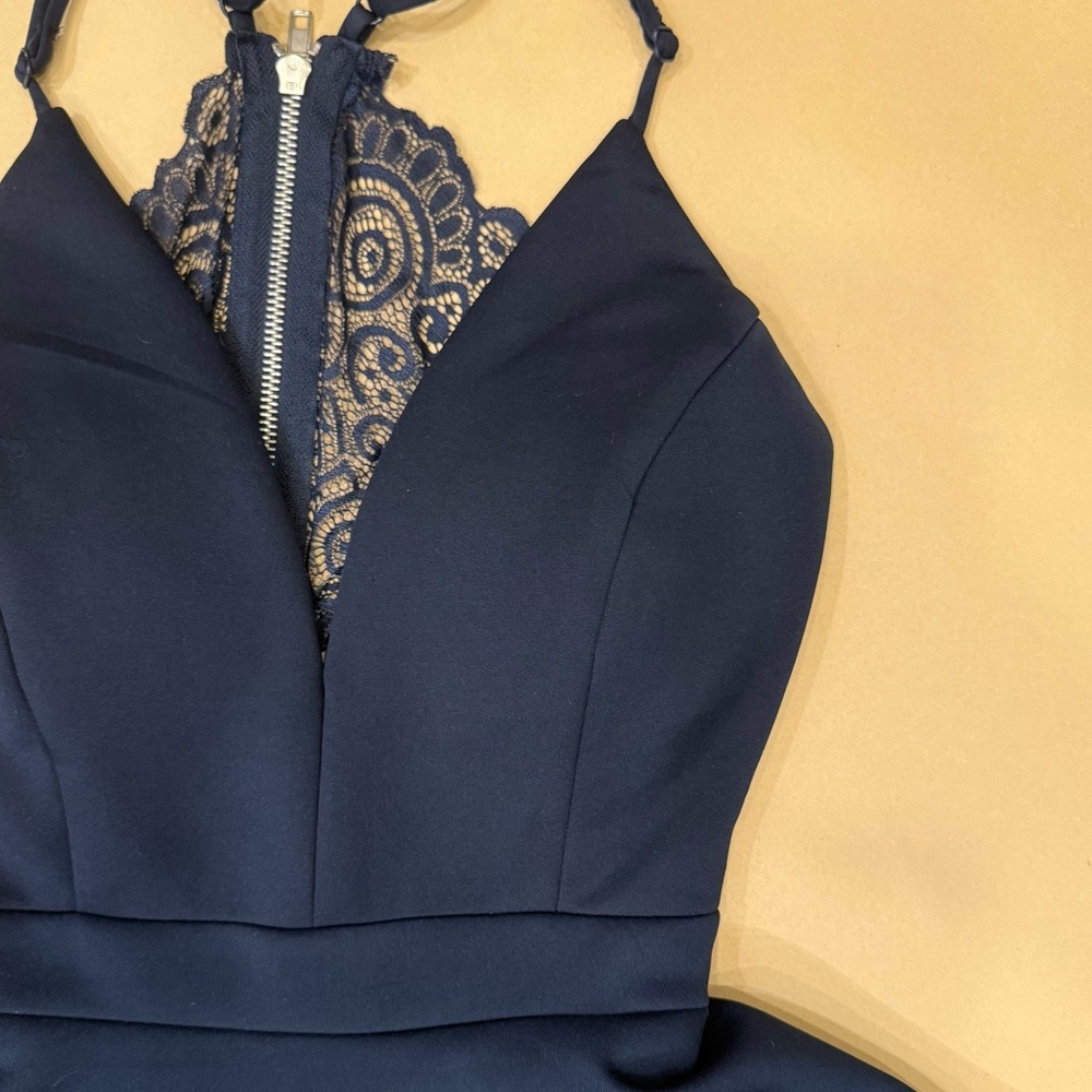 Semi-Formal Navy Lace Detail Mini Dress